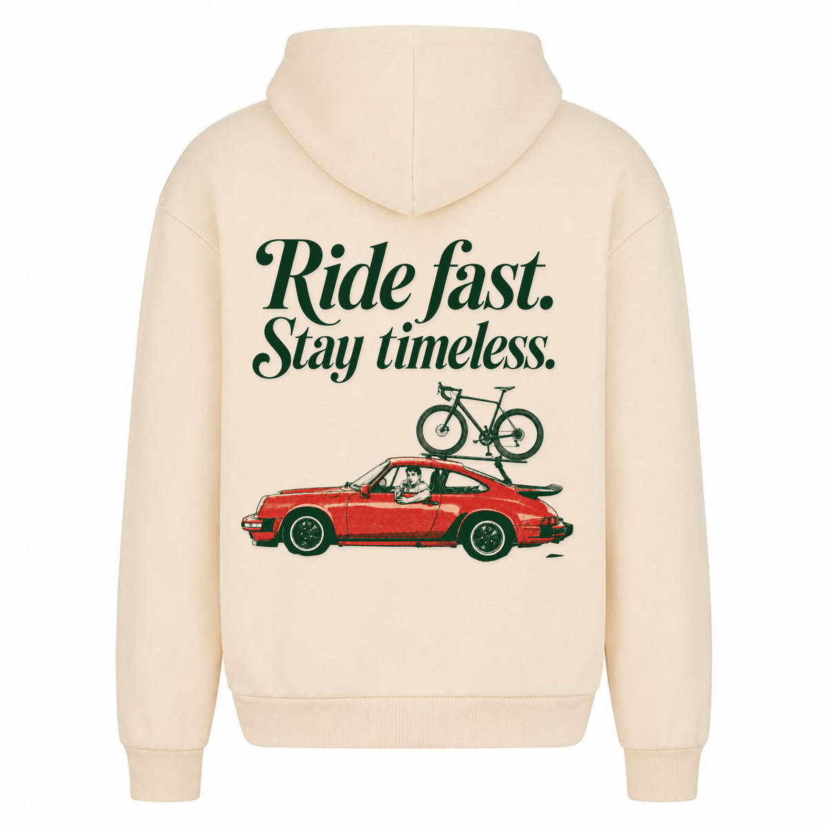 Ride fast stay timeless oversized Hoodie - White Sand - Rueckseite