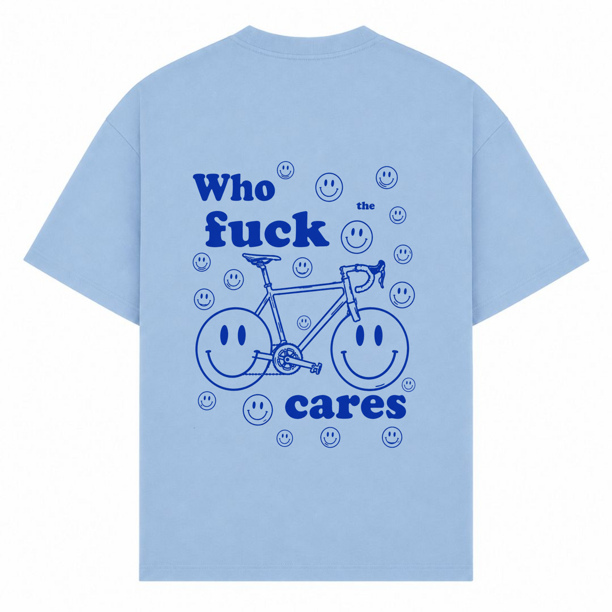 "Who the Fuck Cares" Oversized Shirt - powder blue - Rueckseite