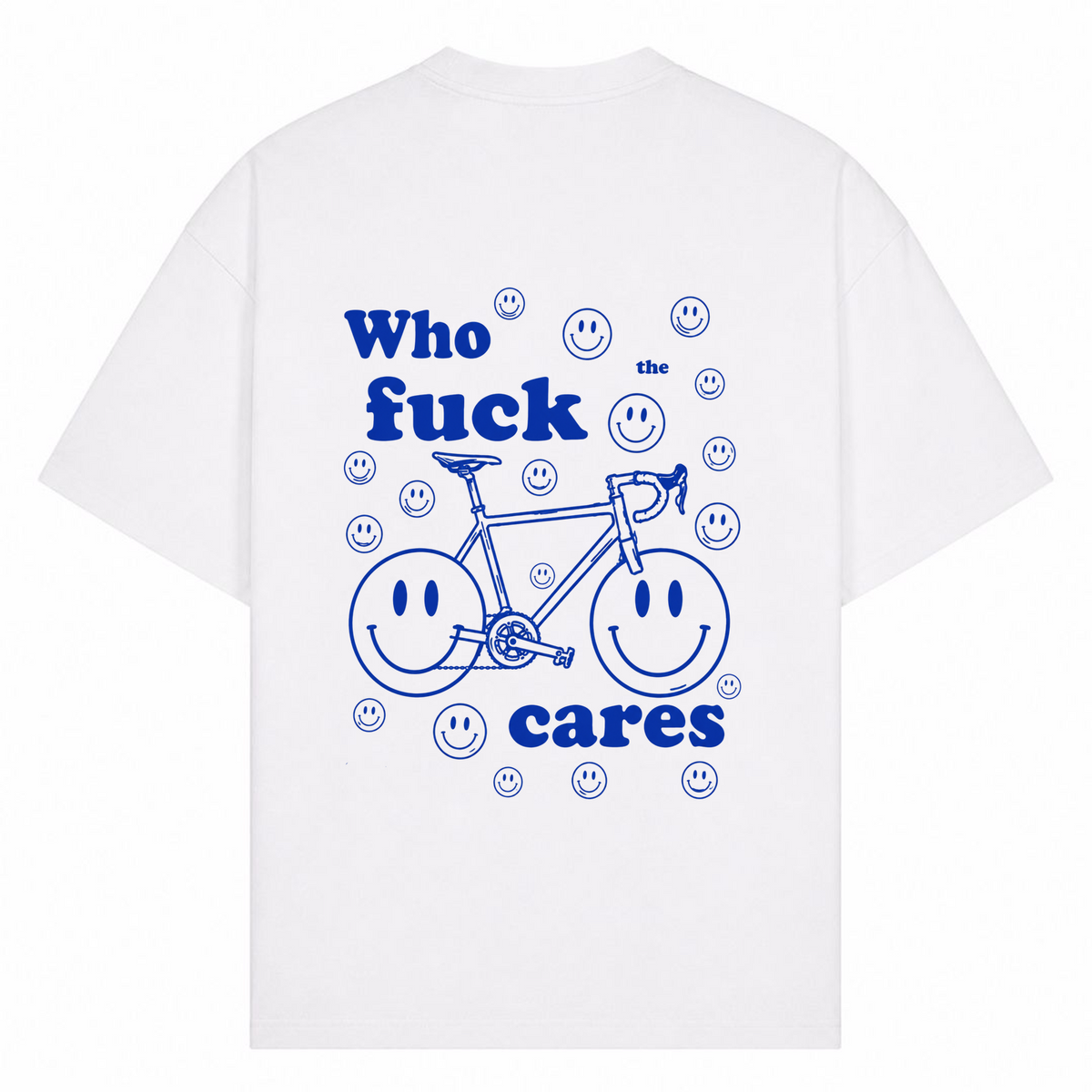 "Who the Fuck Cares" Oversized Shirt - Weiß - Rueckseite
