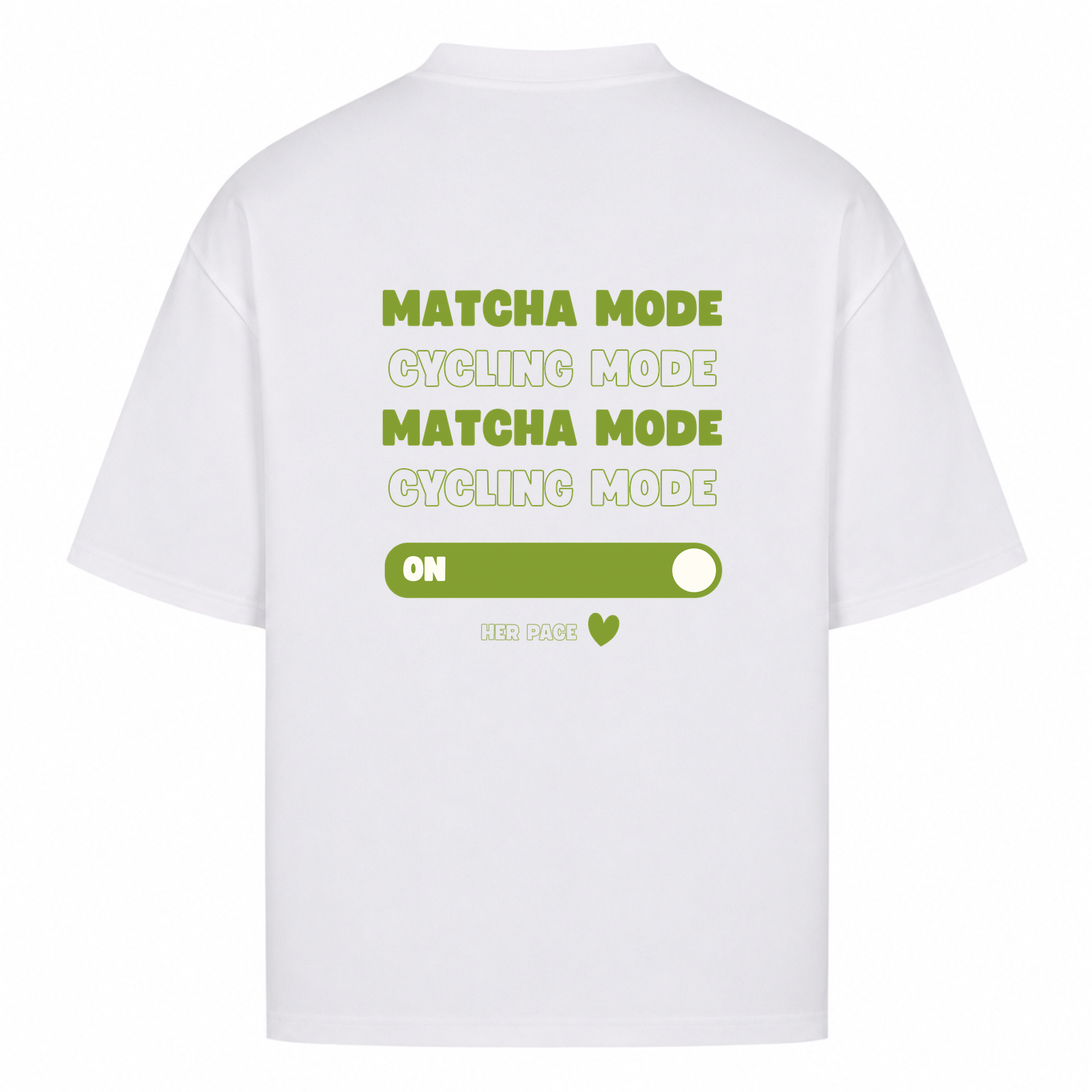 Her Pace cycling & Matcha oversized Shirt - White - Rueckseite