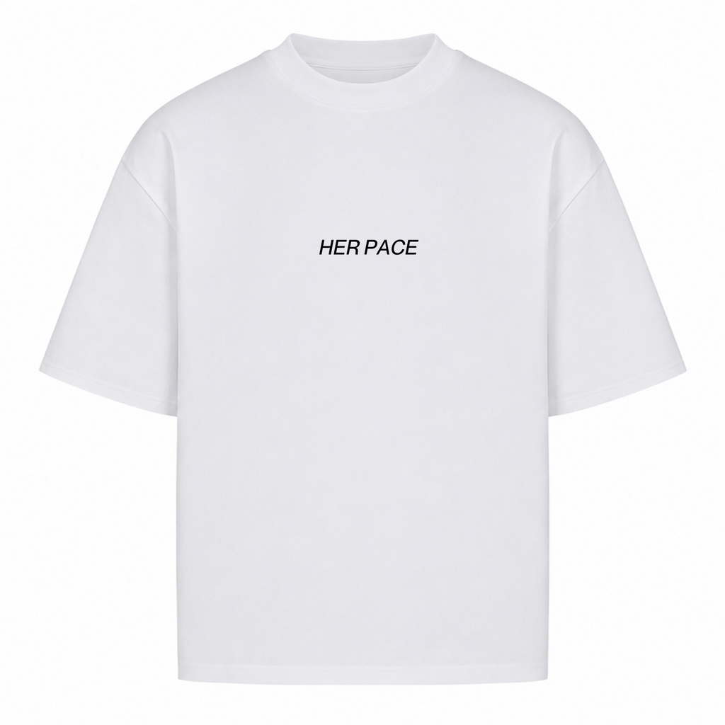 Her Pace cycling & Matcha oversized Shirt - White