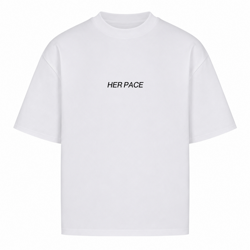 Her Pace Ride. Coffee. Cake oversized Shirt - White