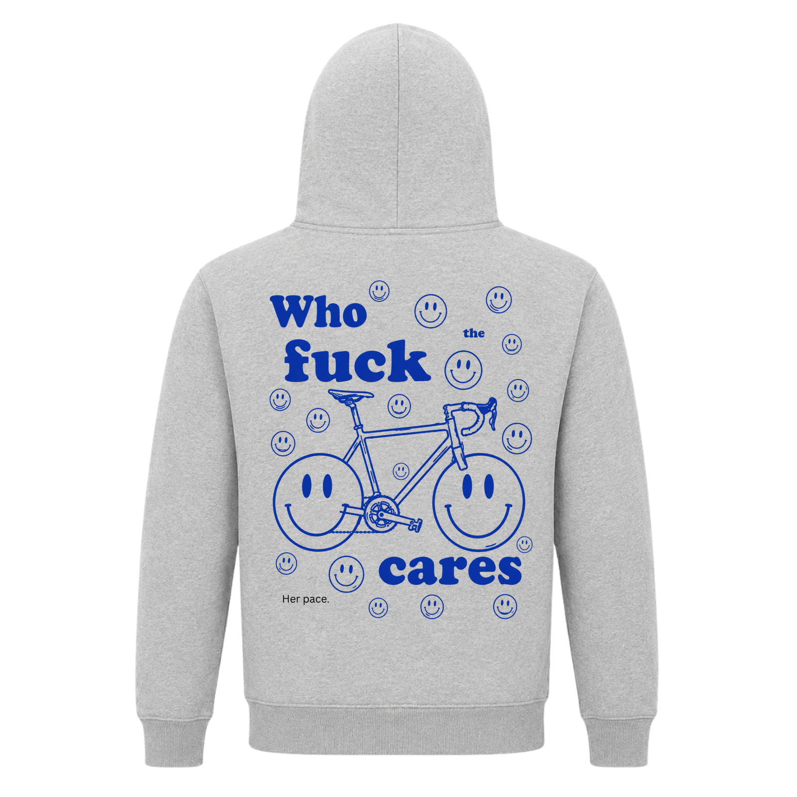 Her Pace Who the fuck Cares Hoodie - Grey Melange - Rueckseite