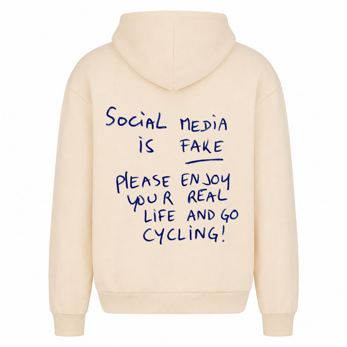 Social Media is Fake oversized Hoodie - White Sand - Rueckseite