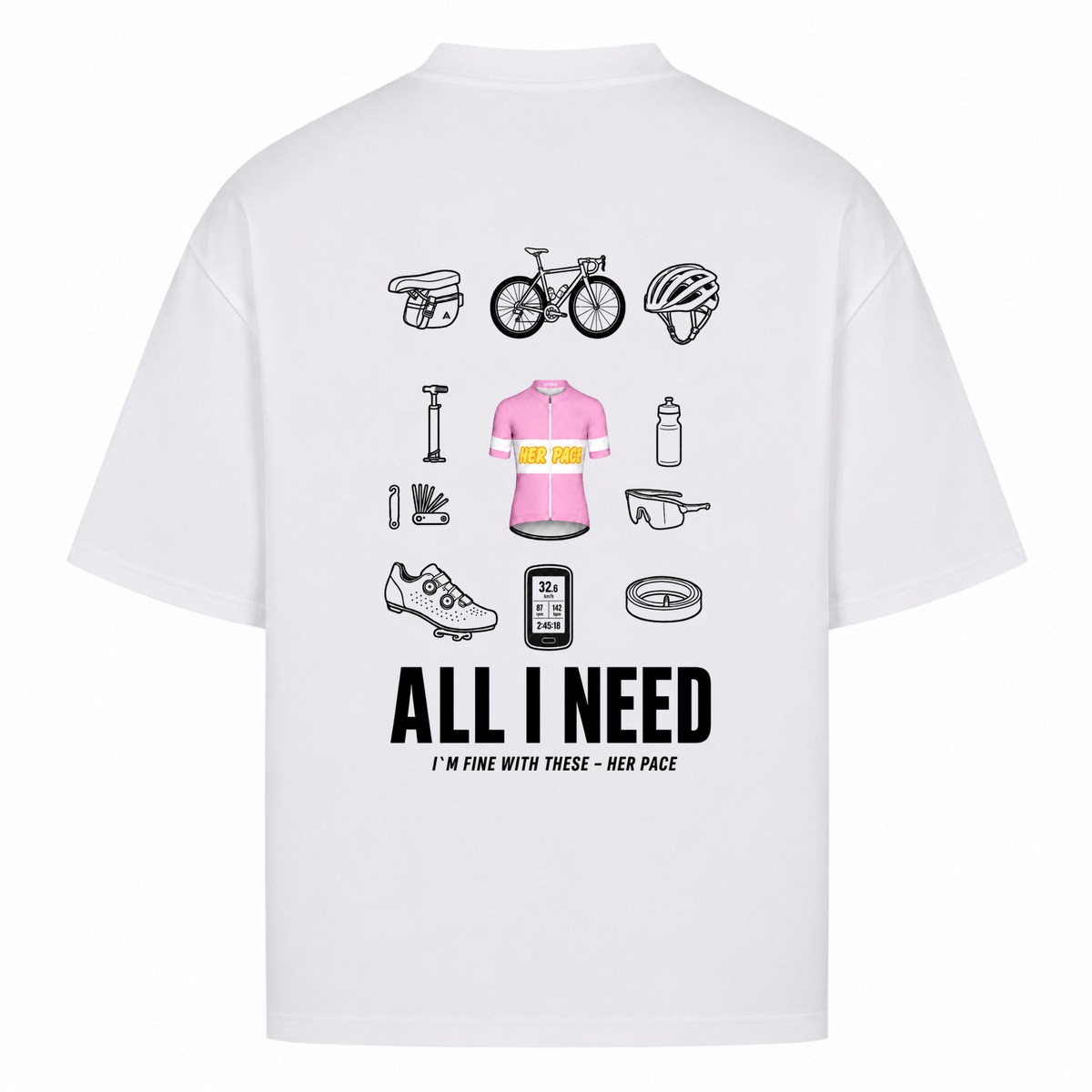 Her Pace All I Need oversized Shirt - White - Rueckseite