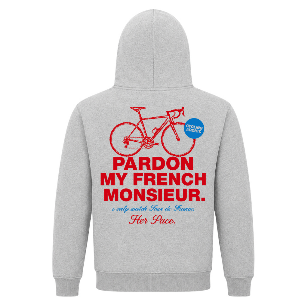 Her Pace Pardon mon Francais Hoodie - Grey Melange - Rueckseite