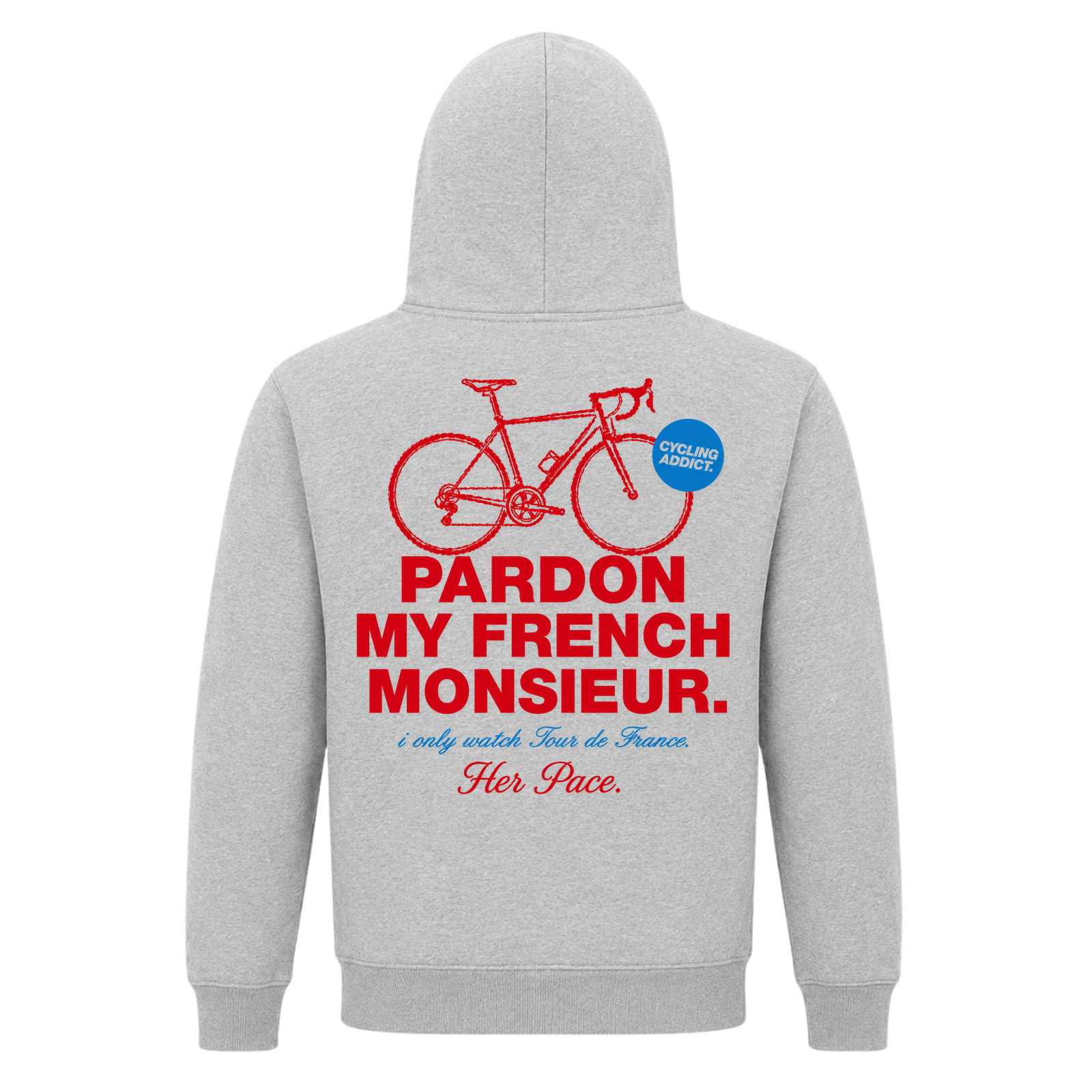 Her Pace Pardon mon Francais Hoodie - Grey Melange - Rueckseite