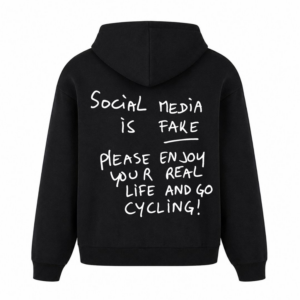 Social Media is Fake oversized Hoodie - Schwarz - Rueckseite