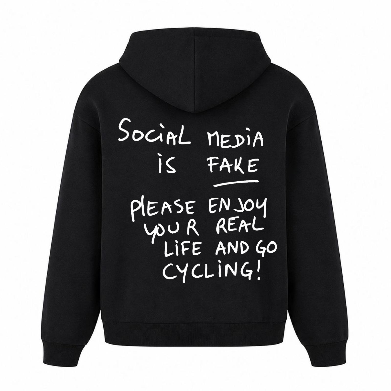 Social Media is Fake oversized Hoodie - Schwarz - Rueckseite