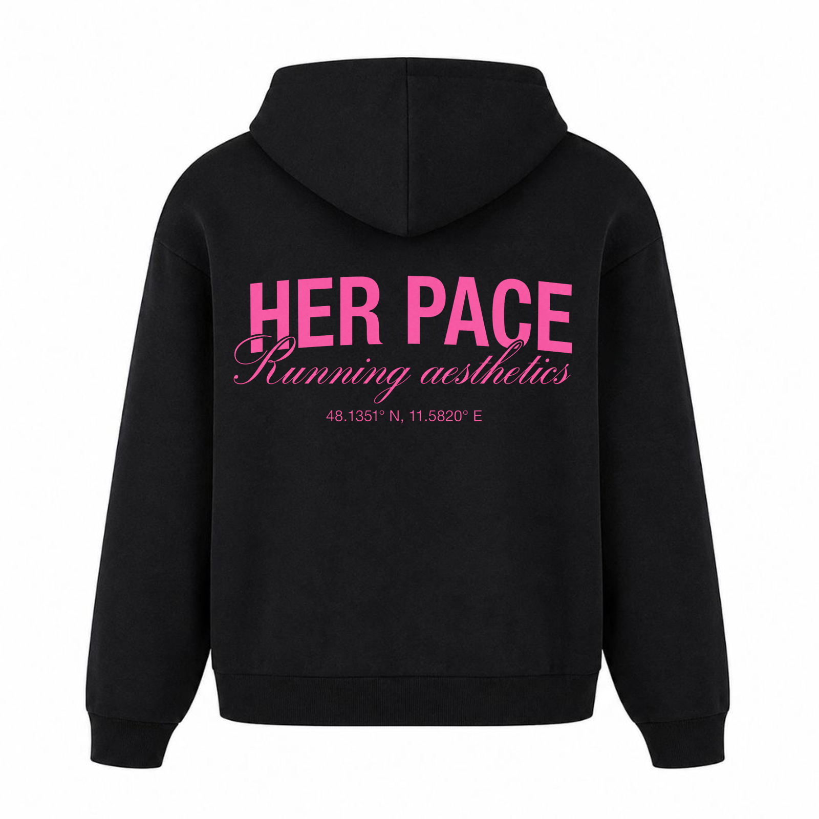 Pink Running Aestethics oversized Hoodie  - Schwarz - Rueckseite