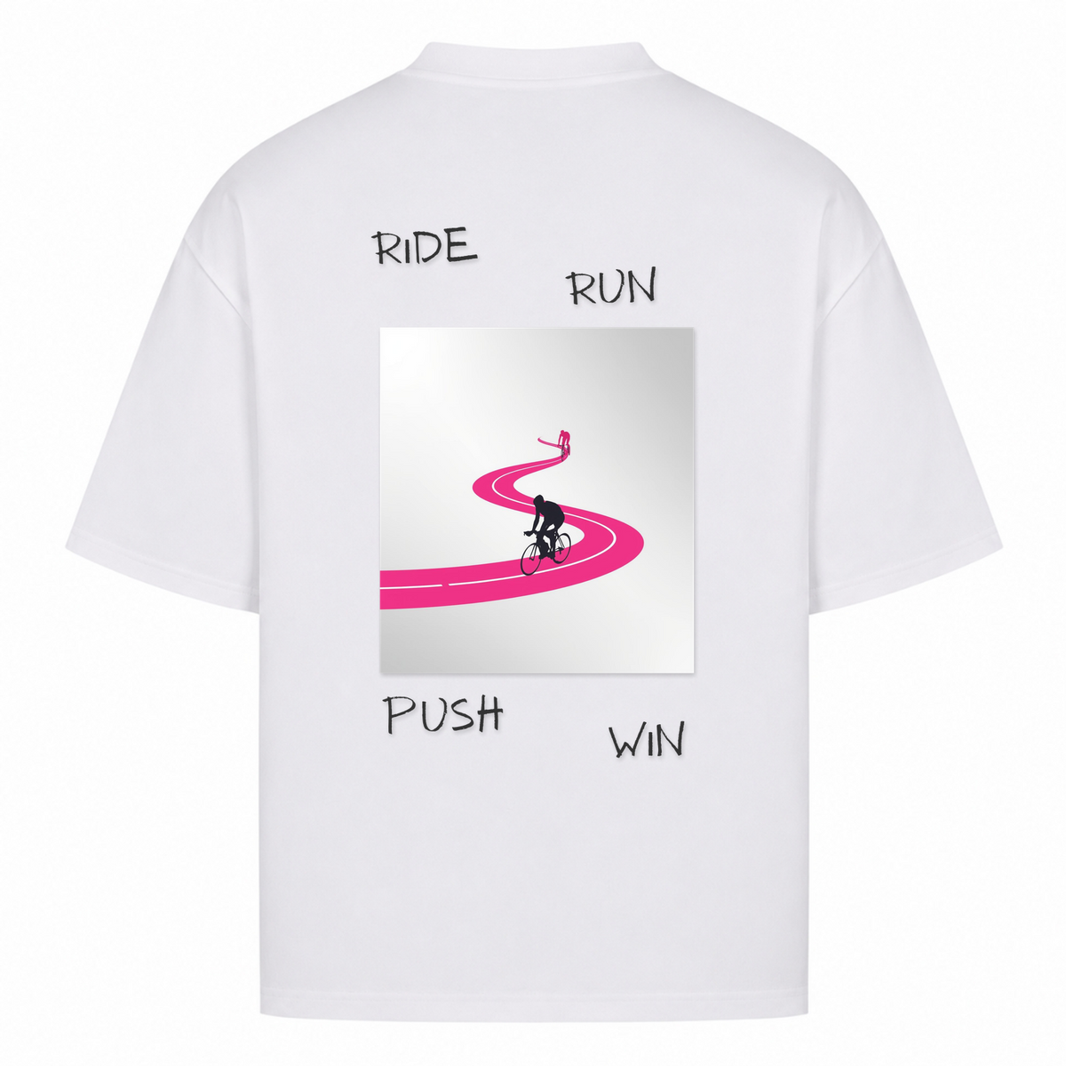 Her Pace Ride. run. push. win oversized Shirt Ladies - White - Rueckseite