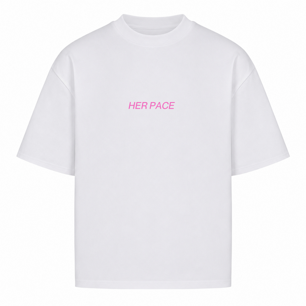 Her Pace Ride. run. push. win oversized Shirt Ladies - White