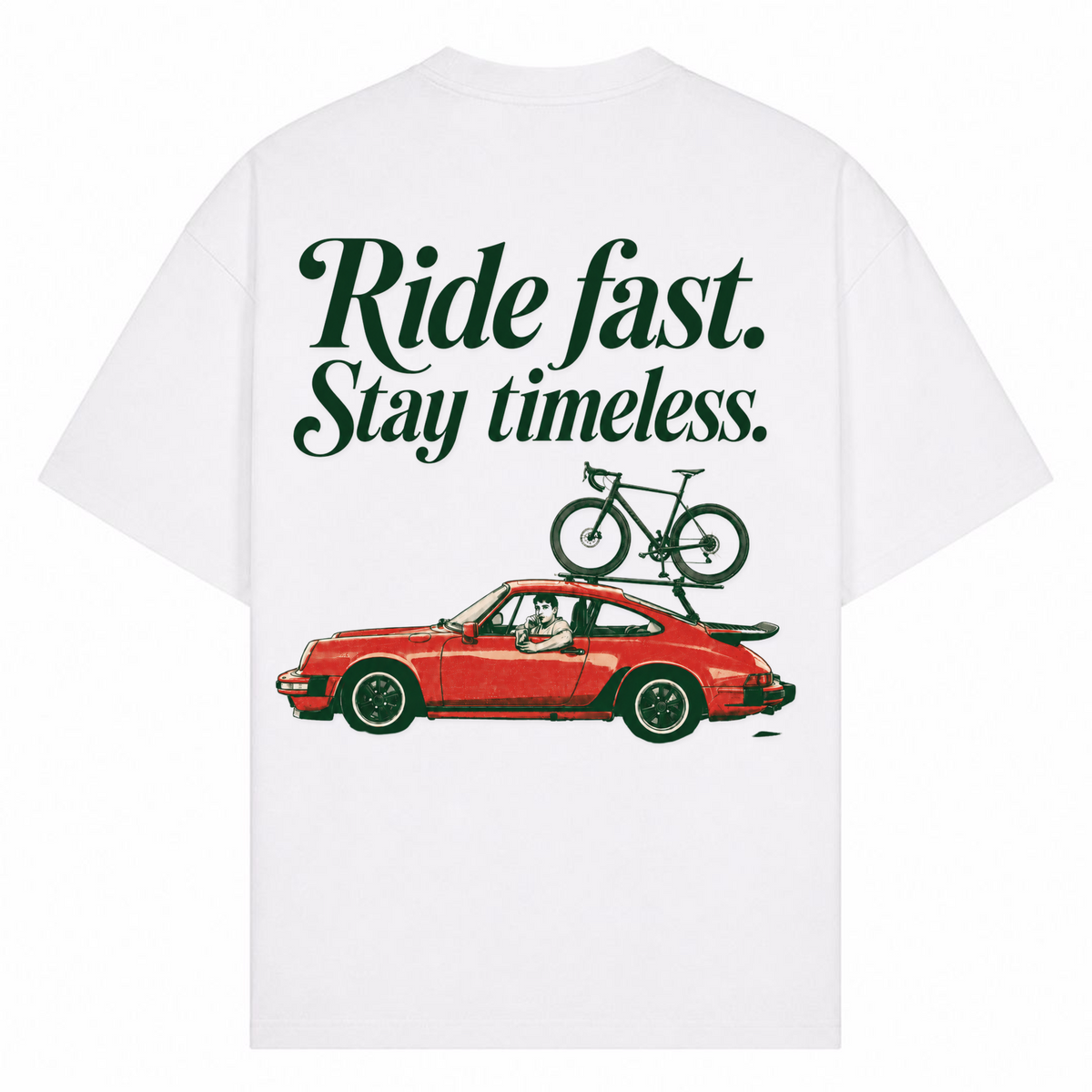 Ride Fast, Stay timeless oversized Shirt - Weiß - Rueckseite