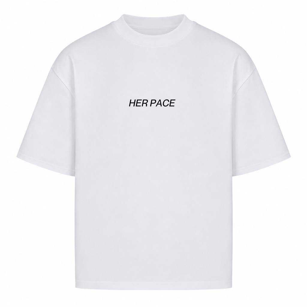 Her Pace Own Pace oversized Shirt - White
