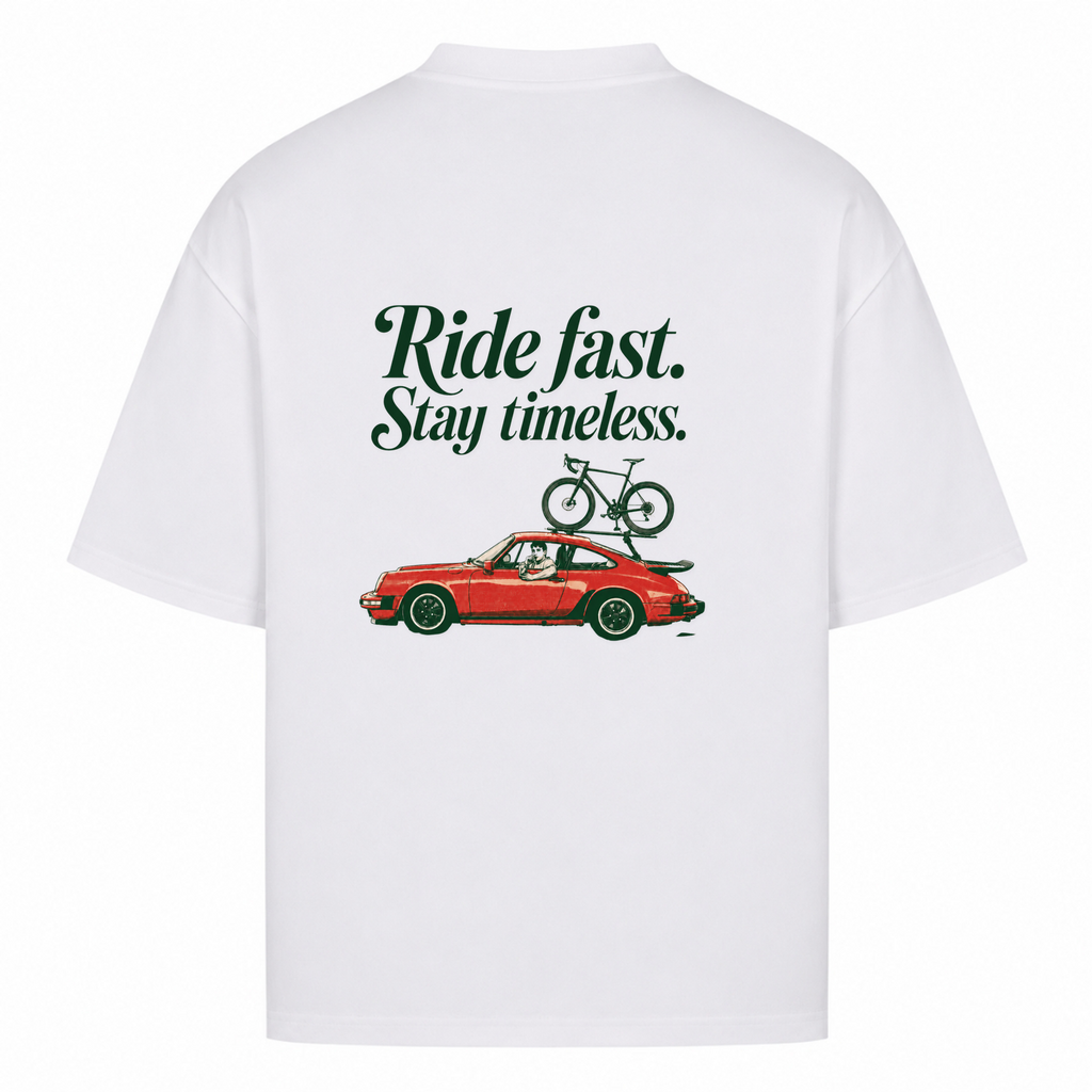 Her Pace Ride Fast, Stay timeless oversized Shirt - White - Rueckseite