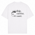 Ride. Coffee. Cake oversized Shirt - Weiß - Rueckseite