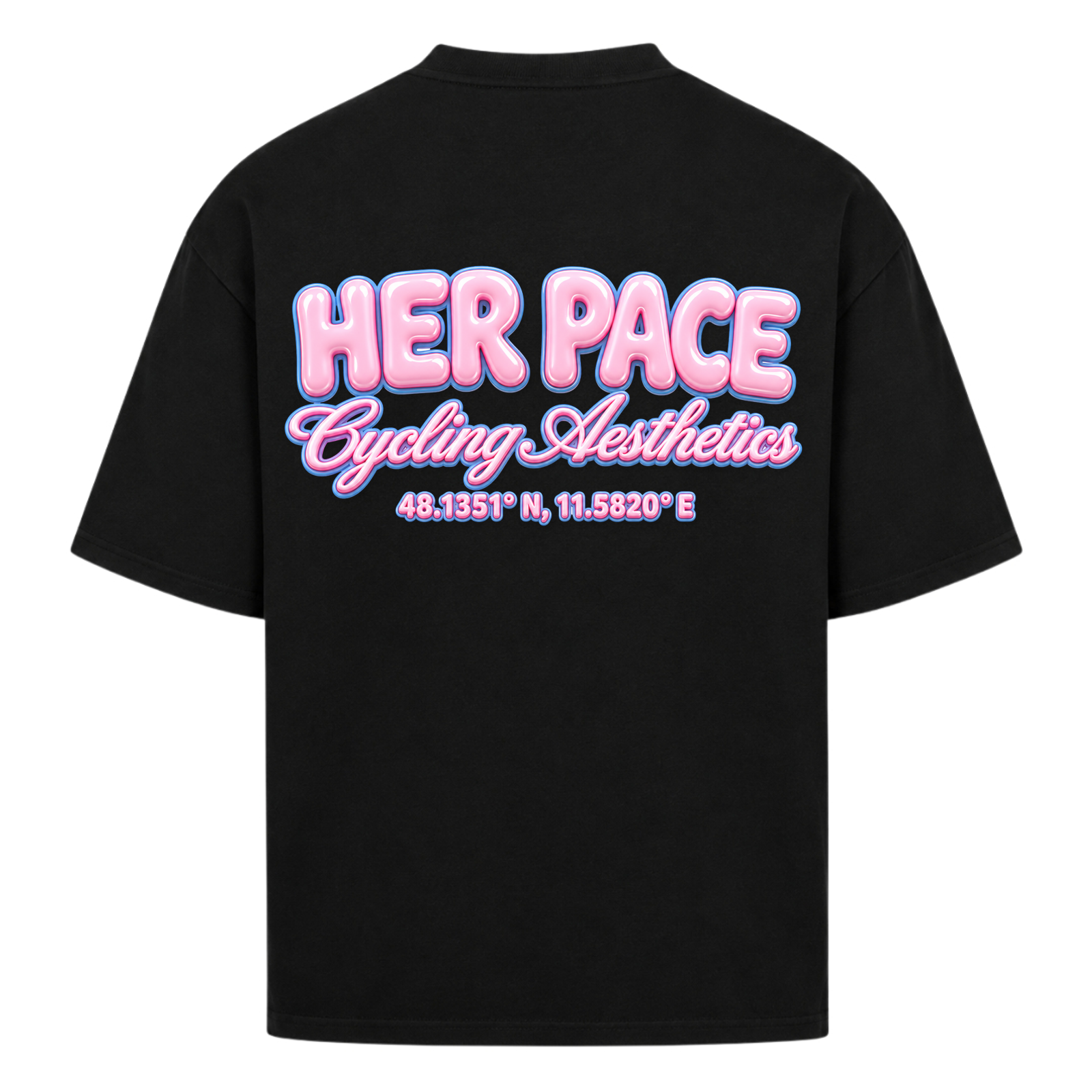 Her Pace Bubblegum Aesthetics oversized Shirt - Black - Rueckseite