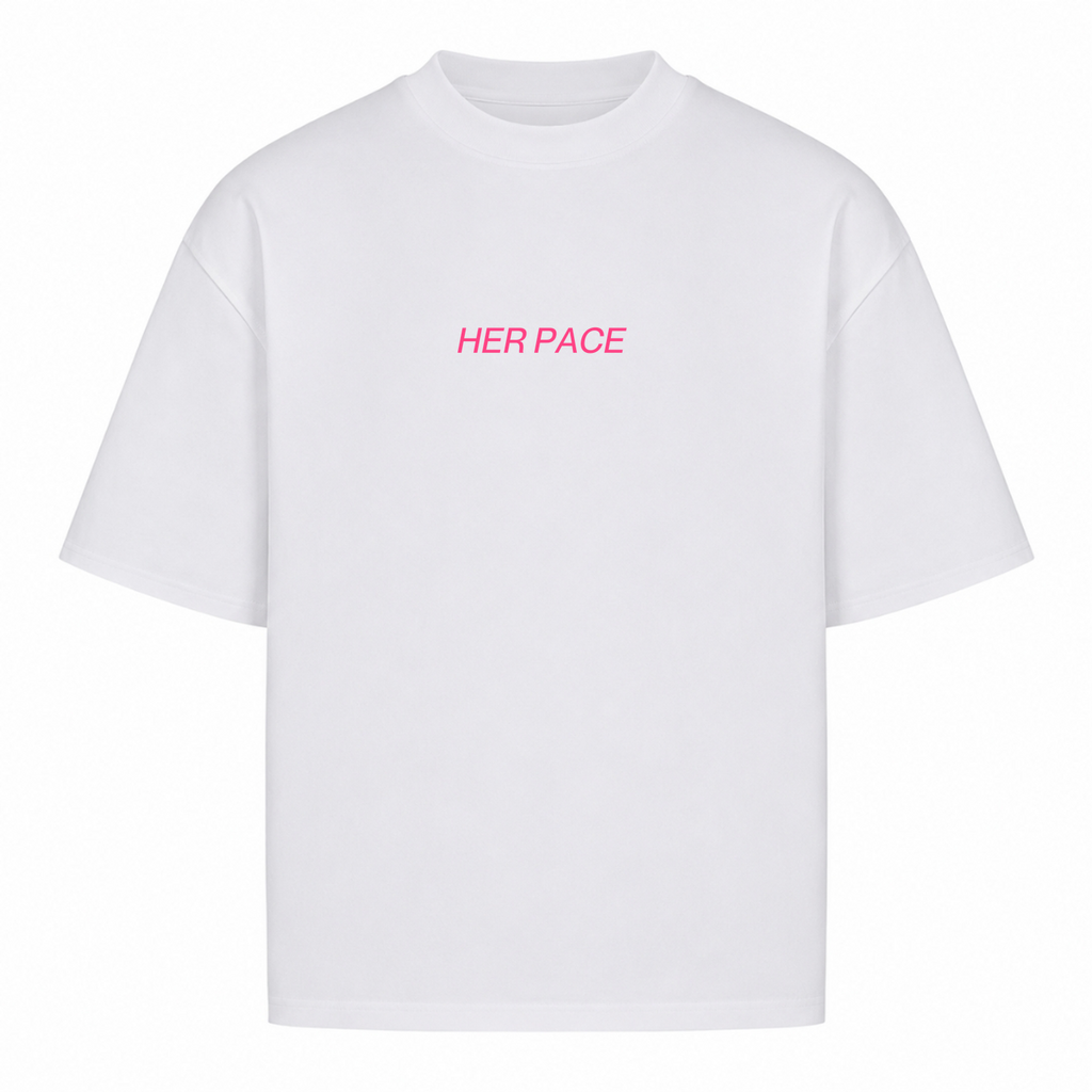 Her Pace Bubblegum Aesthetics oversized Shirt - White