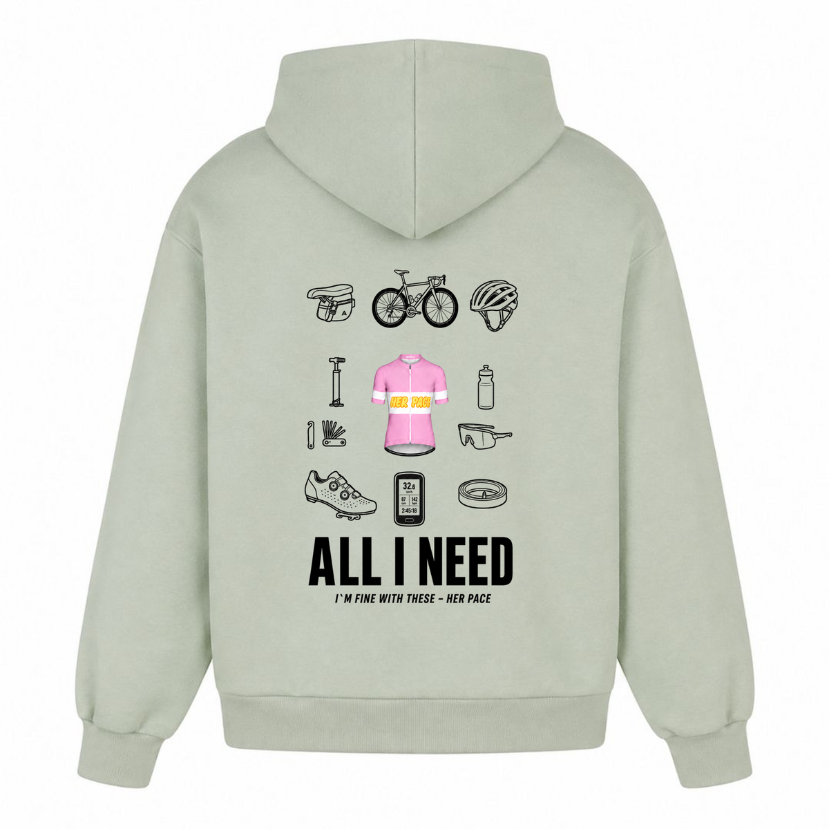 All I Need oversized Hoodie - light asphalt - Rueckseite