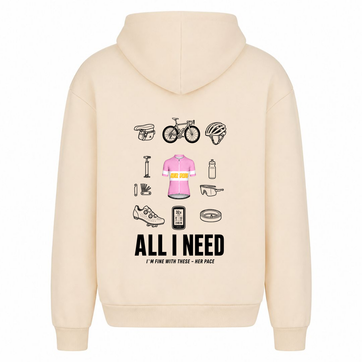 All I Need oversized Hoodie - White Sand - Rueckseite